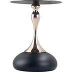 Modern Pedestal End Table - Black Stainless Steel Accent Table