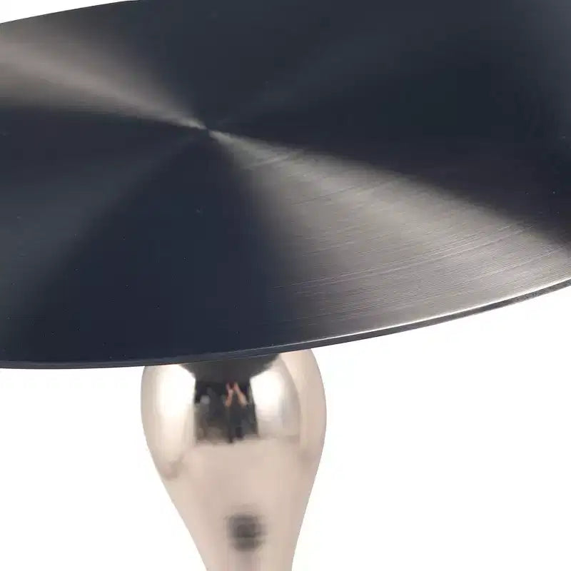 Modern Pedestal End Table - Black Stainless Steel Accent Table