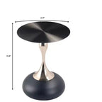 Modern Pedestal End Table - Black Stainless Steel Accent Table