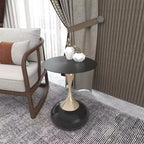 Modern Pedestal End Table - Black Stainless Steel Accent Table