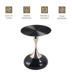 Modern Pedestal End Table - Black Stainless Steel Accent Table