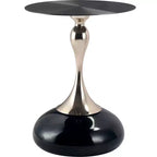 Modern Pedestal End Table - Black Stainless Steel Accent Table