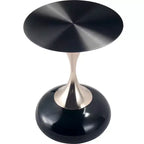 Modern Pedestal End Table - Black Stainless Steel Accent Table