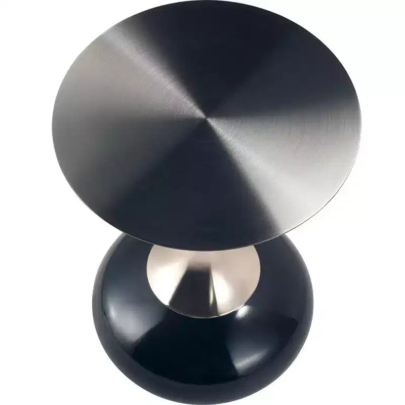 Modern Pedestal End Table - Black Stainless Steel Accent Table