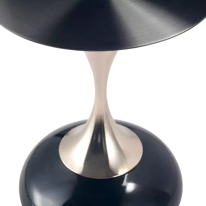 Modern Pedestal End Table - Black Stainless Steel Accent Table