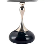Modern Pedestal End Table - Black Stainless Steel Accent Table