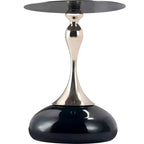 Modern Pedestal End Table - Black Stainless Steel Accent Table