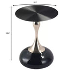 Modern Pedestal End Table - Black Stainless Steel Accent Table