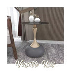 Modern Pedestal End Table - Black Stainless Steel Accent Table