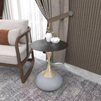 Modern Pedestal End Table - Black Stainless Steel Accent Table