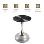 Modern Pedestal End Table - Black Stainless Steel Accent Table