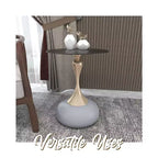 Modern Pedestal End Table - Black Stainless Steel Accent Table