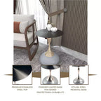 Modern Pedestal End Table - Black Stainless Steel Accent Table