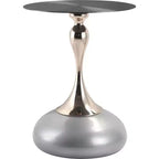 Modern Pedestal End Table - Black Stainless Steel Accent Table