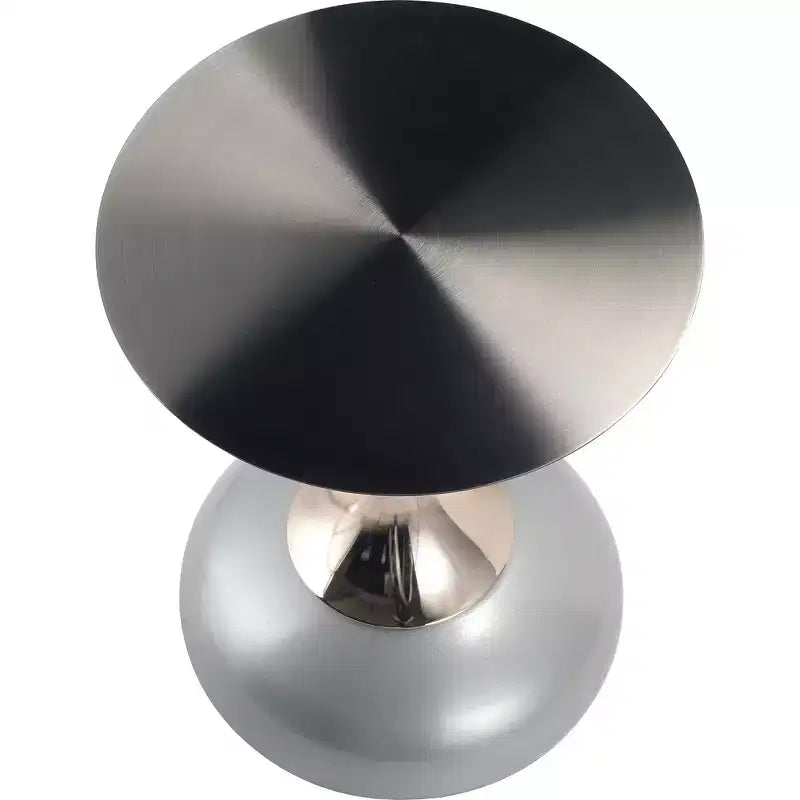 Modern Pedestal End Table - Black Stainless Steel Accent Table
