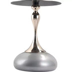 Modern Pedestal End Table - Black Stainless Steel Accent Table