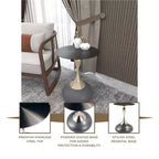 Modern Pedestal End Table - Black Stainless Steel Accent Table