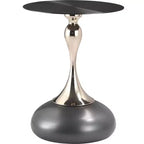 Modern Pedestal End Table - Black Stainless Steel Accent Table