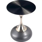 Modern Pedestal End Table - Black Stainless Steel Accent Table