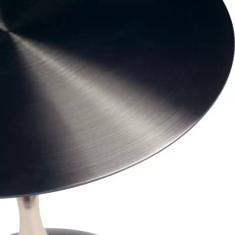 Modern Pedestal End Table - Black Stainless Steel Accent Table