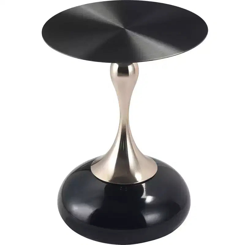 Modern Pedestal End Table - Black Stainless Steel Accent Table