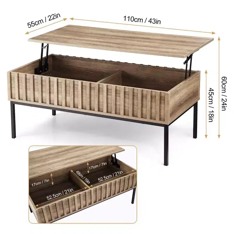 Lift Top Coffee Table with Hidden Storage Compartment