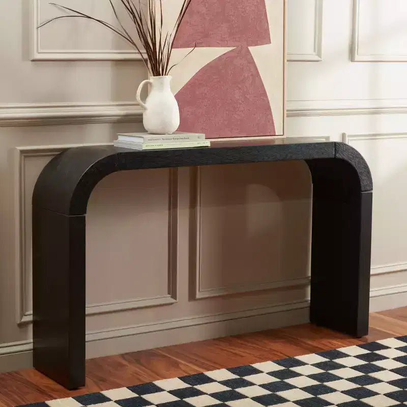 Curved Console Table with Wood Frame