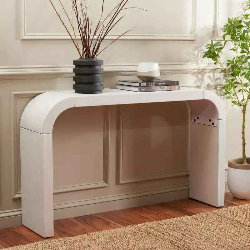 Curved Console Table with Wood Frame