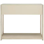 Rubberwood Console Table with Drawers and Open Shelf