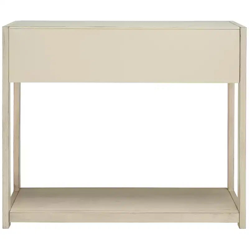 Rubberwood Console Table with Drawers and Open Shelf