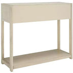 Rubberwood Console Table with Drawers and Open Shelf