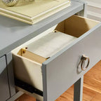 Rubberwood Console Table with Drawers and Open Shelf
