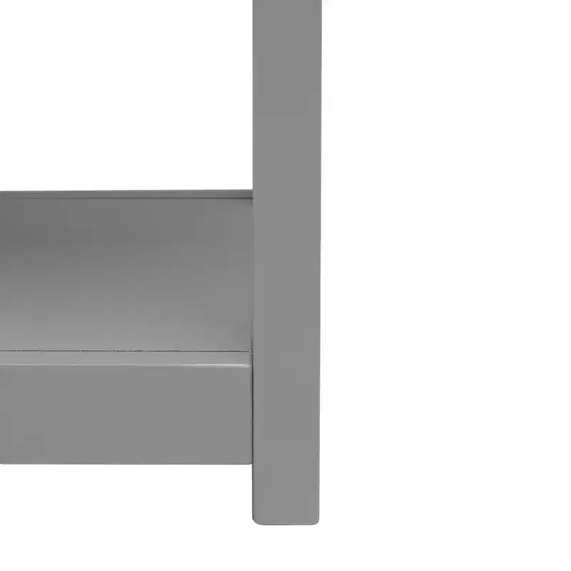 Rubberwood Console Table with Drawers and Open Shelf