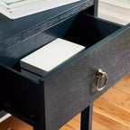 Rubberwood Console Table with Drawers and Open Shelf