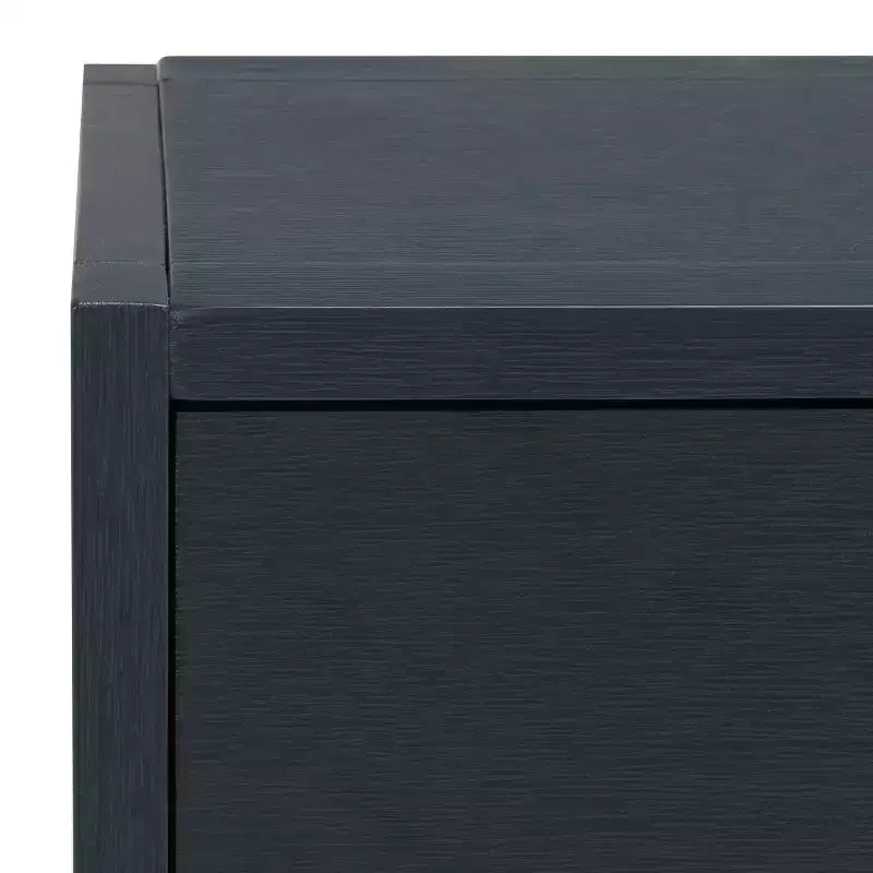 Rubberwood Console Table with Drawers and Open Shelf