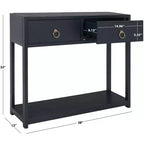 Rubberwood Console Table with Drawers and Open Shelf