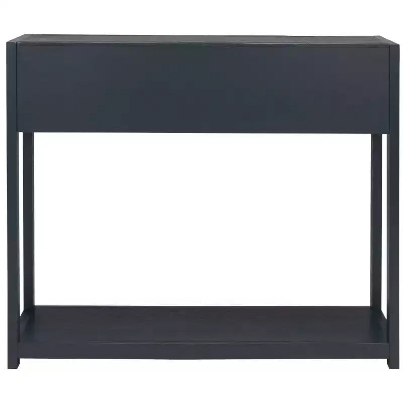 Rubberwood Console Table with Drawers and Open Shelf