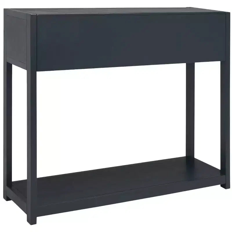 Rubberwood Console Table with Drawers and Open Shelf
