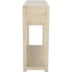 Rubberwood Console Table with Drawers and Open Shelf