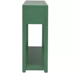 Rubberwood Console Table with Drawers and Open Shelf
