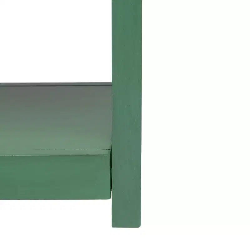 Rubberwood Console Table with Drawers and Open Shelf