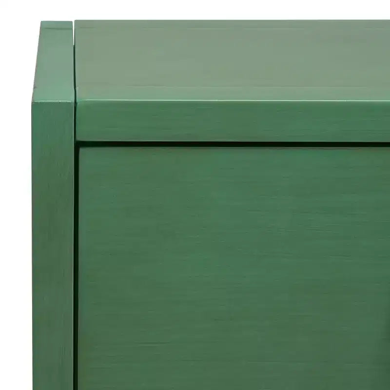 Rubberwood Console Table with Drawers and Open Shelf