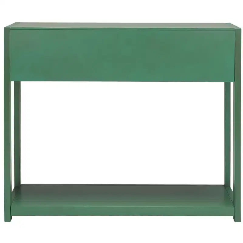 Rubberwood Console Table with Drawers and Open Shelf