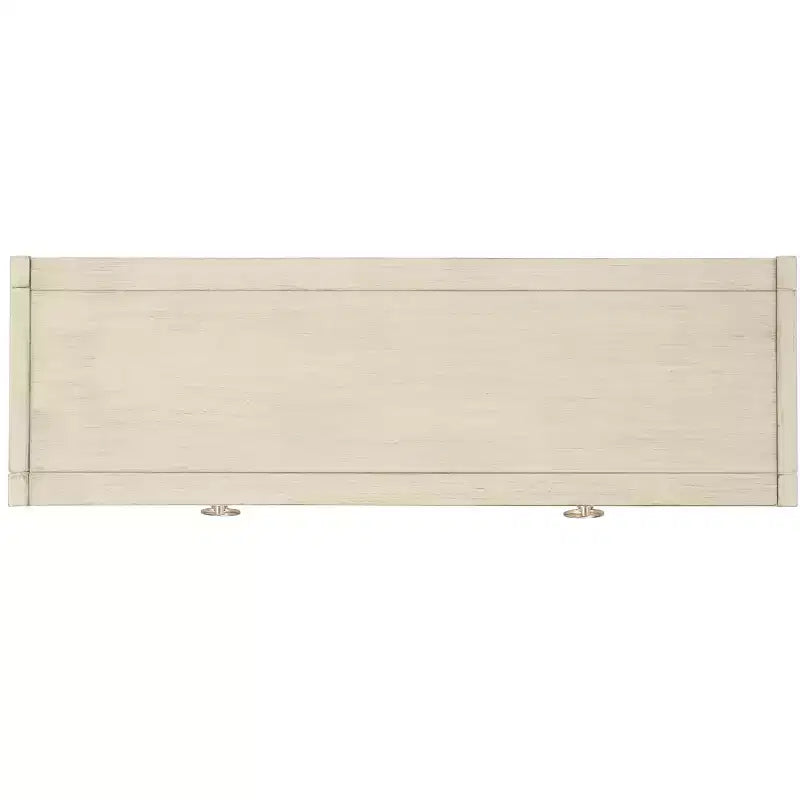 Rubberwood Console Table with Drawers and Open Shelf