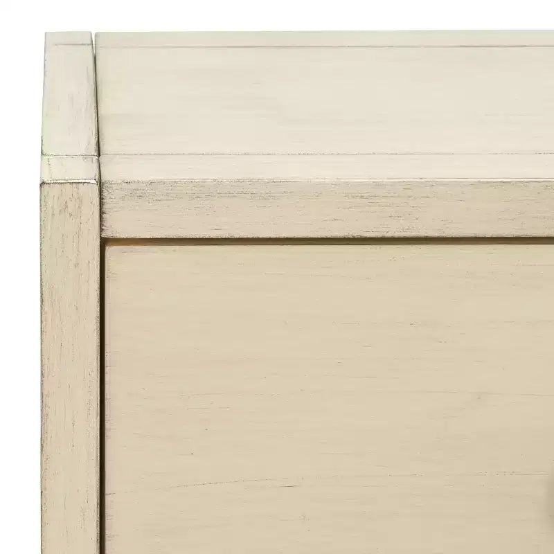 Rubberwood Console Table with Drawers and Open Shelf