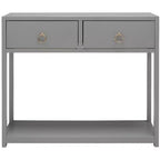 Rubberwood Console Table with Drawers and Open Shelf