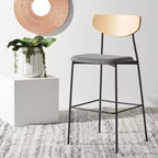 Modern Barstool with Upholstered Seat and Metal Frame