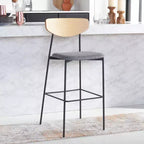 Modern Barstool with Upholstered Seat and Metal Frame