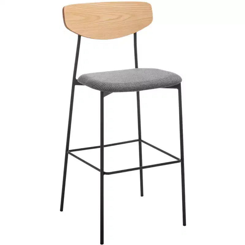 Modern Barstool with Upholstered Seat and Metal Frame