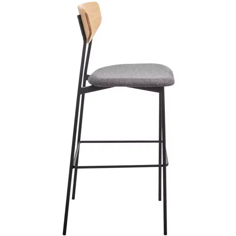 Modern Barstool with Upholstered Seat and Metal Frame